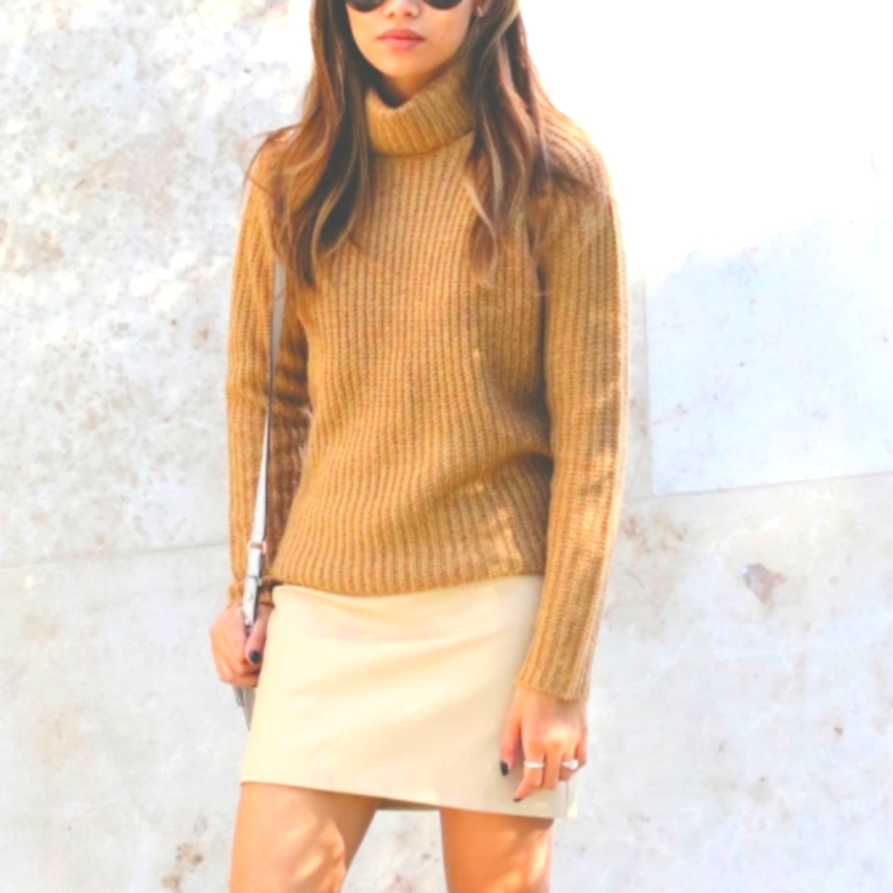 SOLD! Turtleneck camel ribbed sweater